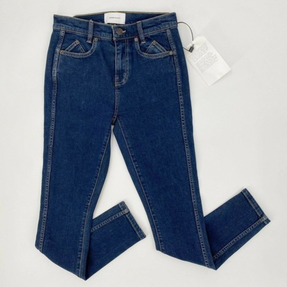 CURRENT/ ELLIOTT The 7-Pocket High Waist Ankle Skinny Stiletto Jean Dark Wash